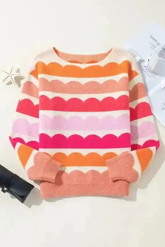 Sweaters Wave Striped Drop Shoulder Sweater