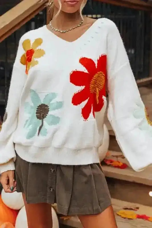 Sweaters White / S / 42%Acrylic+30%Polyester+28%Polyamide Wildflower Hug Slouchy Sweater