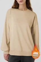 Sweatshirts Apricot / S / 50%Polyester+50%Cotton CozyFleece High-Low Sweatshirt