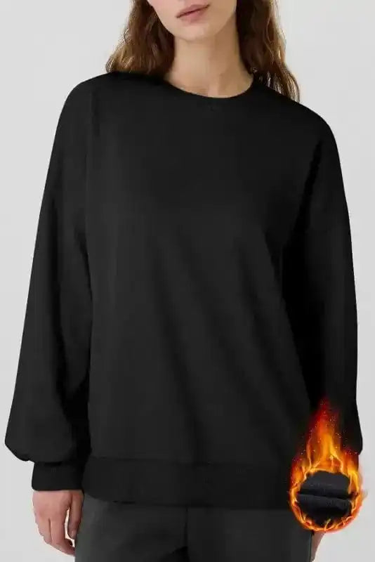 Sweatshirts Black / S / 50%Polyester+50%Cotton CozyFleece High-Low Sweatshirt