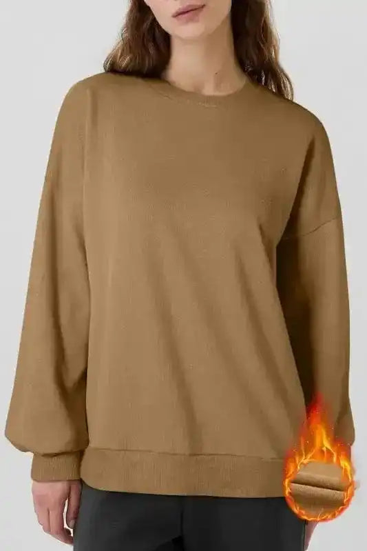 Sweatshirts Camel / S / 50%Polyester+50%Cotton CozyFleece High-Low Sweatshirt
