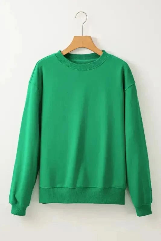 Sweatshirts Dark Green / S / 50%Polyester+50%Cotton Relaxed Fit Terry Sweatshirt
