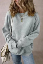 Sweatshirts Light Grey / S / 50%Polyester+50%Cotton Loose Crew Neck Fleece Sweatshirt