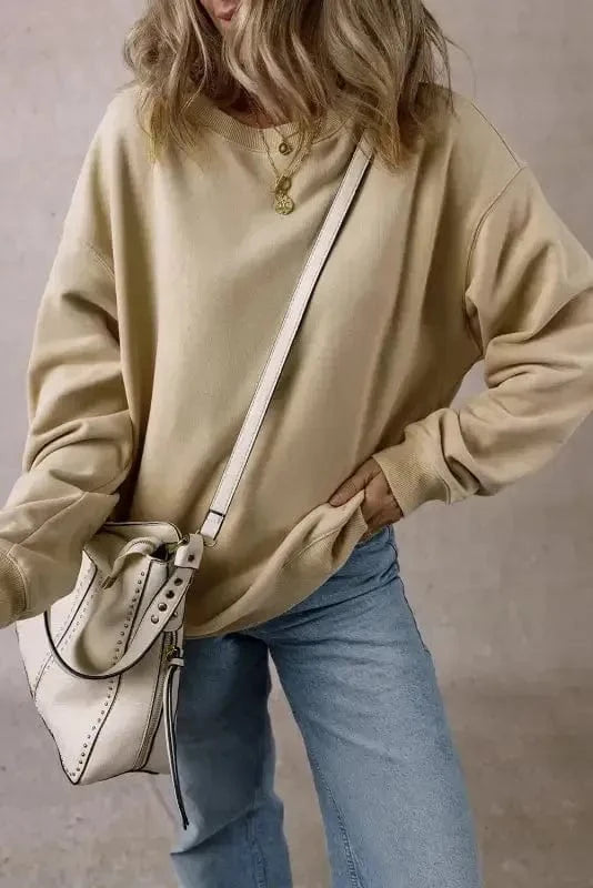 Sweatshirts Loose Crew Neck Fleece Sweatshirt