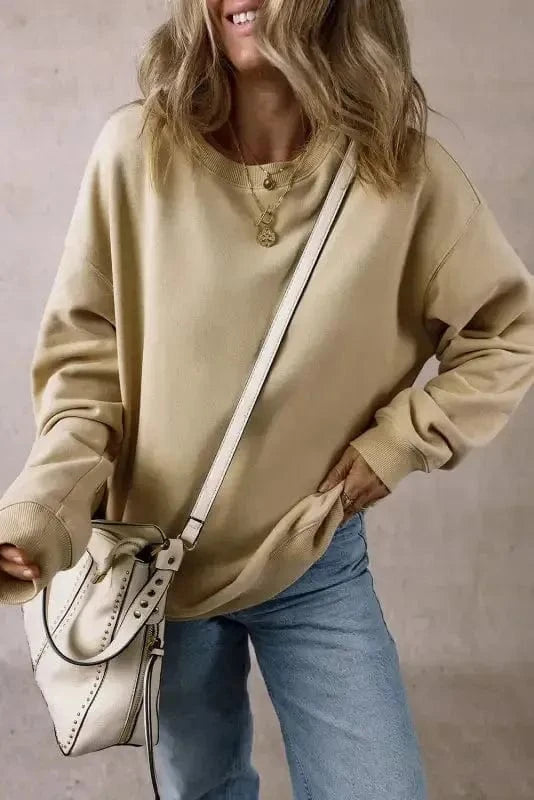 Sweatshirts Loose Crew Neck Fleece Sweatshirt