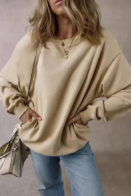 Sweatshirts Loose Crew Neck Fleece Sweatshirt