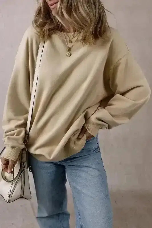 Sweatshirts Loose Crew Neck Fleece Sweatshirt