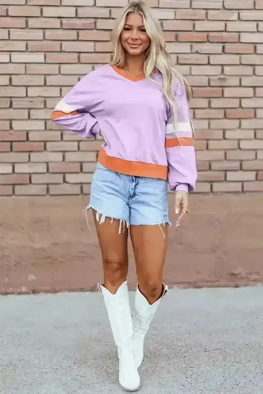 Sweatshirts Orchid Rib Knit Sweatshirt