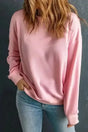 Pink retro solid colour crew neck sweatshirt front view — Fashionfitz UK