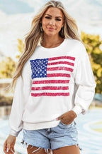 Sweatshirts Relaxed American Flag Print Sweatshirt