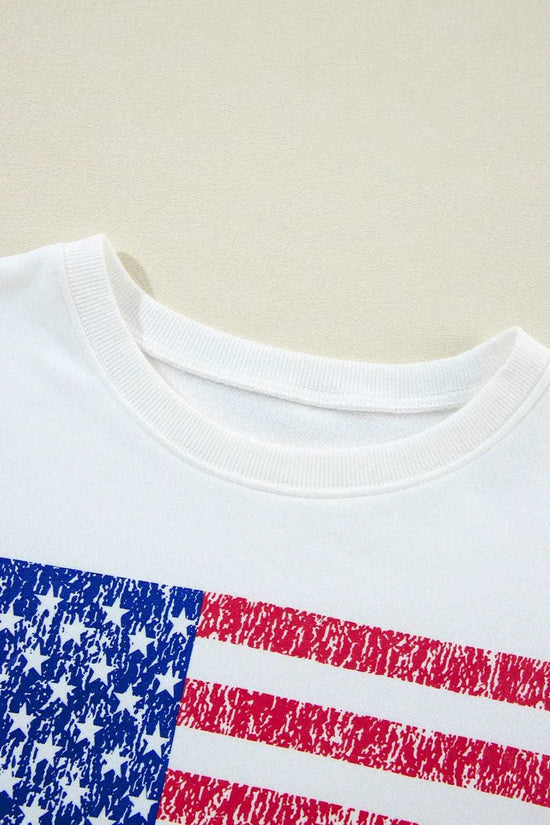 Sweatshirts Relaxed American Flag Print Sweatshirt