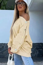 Sweatshirts Relaxed Fit Button-Sleeve Sweatshirt