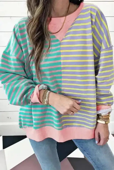 Sky blue stripe urban oasis sweatshirt front view — Fashionfitz UK