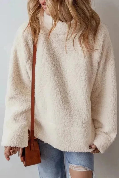 Sweatshirts White / S / 100%Polyester Cozy High-Neck Fleece Pullover