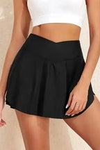 Swim Bottoms Black / S / 82%Polyamide+18%Elastane Crossover High Waist Swim Skort