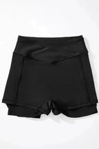 Swim Bottoms Crossover High Waist Swim Skort