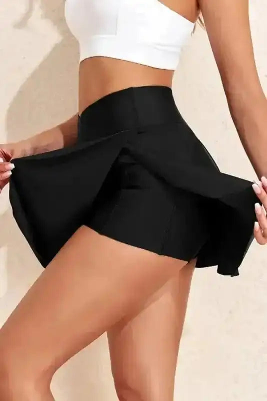 Swim Bottoms Crossover High Waist Swim Skort