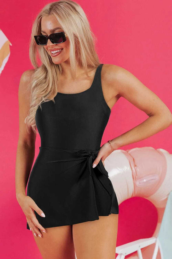 Swim Dresses Sleek Side-Tied Swim Dress