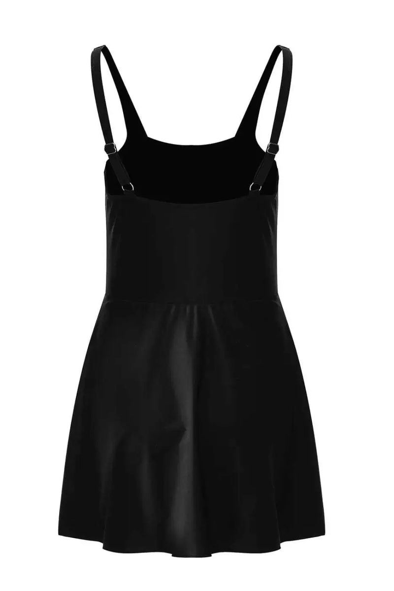 Black side-tied swim dress back view — Fashionfitz UK