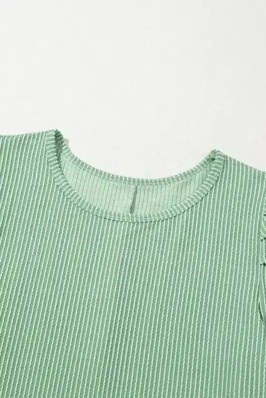 T Shirt Dresses Corded Knit Mini Dress - Mint Green Perfection