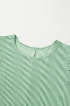 T Shirt Dresses Corded Knit Mini Dress - Mint Green Perfection