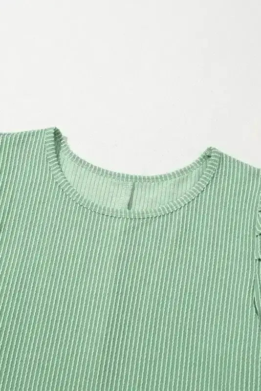 T Shirt Dresses Corded Knit Mini Dress - Mint Green Perfection