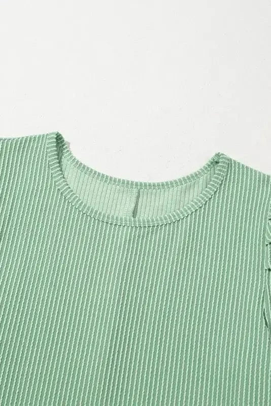 T Shirt Dresses Corded Knit Mini Dress - Mint Green Perfection