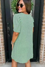T Shirt Dresses Corded Knit Mini Dress - Mint Green Perfection
