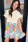 T Shirt Dresses Floral Patchwork Mini Dress - Green