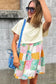 T Shirt Dresses Floral Patchwork Mini Dress - Green
