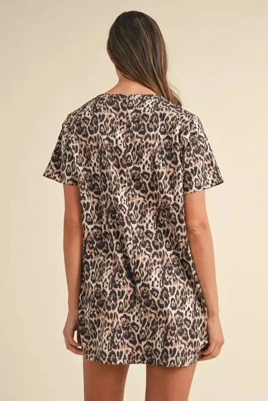 T Shirt Dresses Leopard Print T-Shirt Dress - Brown