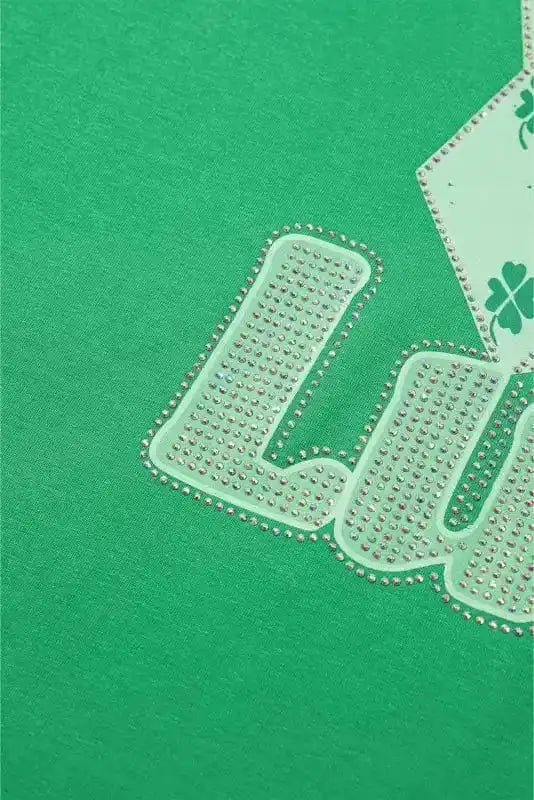 T Shirt Dresses Lucky Charm Rhinestone Dress - Bright Green