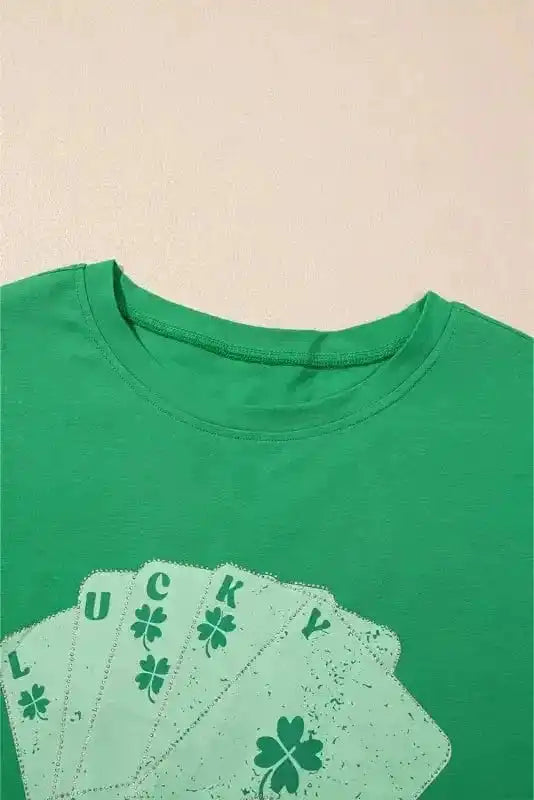 T Shirt Dresses Lucky Charm Rhinestone Dress - Bright Green