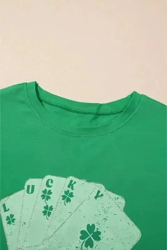 T Shirt Dresses Lucky Charm Rhinestone Dress - Bright Green
