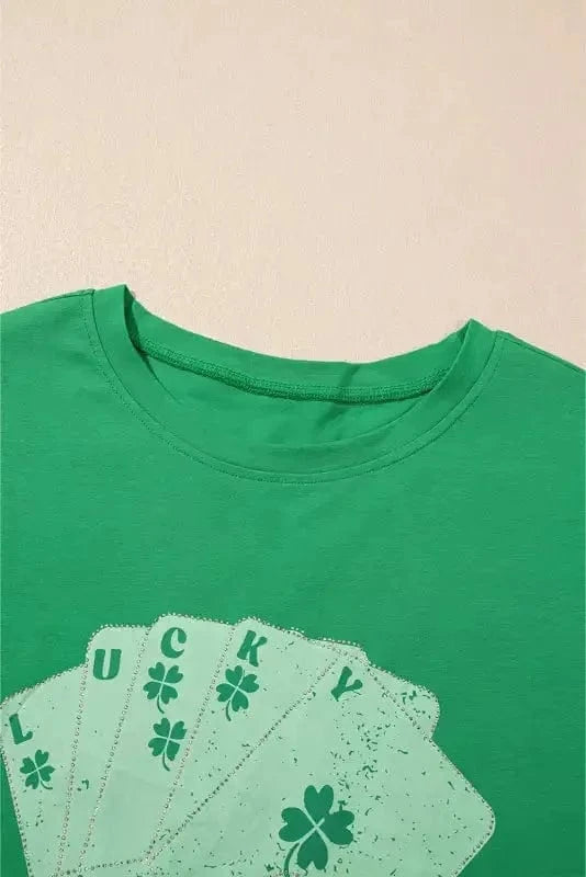 T Shirt Dresses Lucky Charm Rhinestone Dress - Bright Green