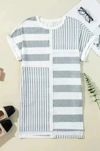 T Shirt Dresses Modern Mix T-Shirt Mini Dress - Grey