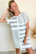 T Shirt Dresses Modern Mix T-Shirt Mini Dress - Grey