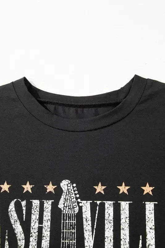 T Shirt Dresses Nashville Guitar Mini Dress Black – Rock & Roll Party Dress