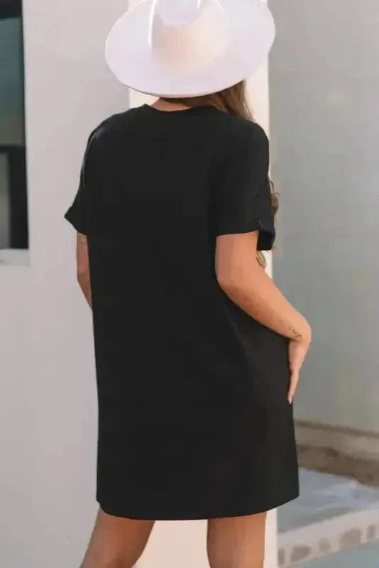 T Shirt Dresses Nashville Guitar Mini Dress Black – Rock & Roll Party Dress