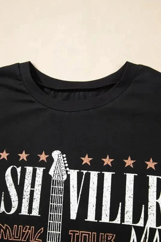 T Shirt Dresses Nashville Guitar Mini Dress Black – Rock & Roll Party Dress