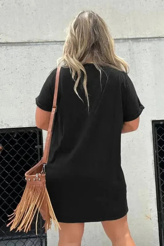 T Shirt Dresses Nashville Guitar Mini Dress Black – Rock & Roll Party Dress