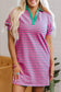 T Shirt Dresses Parisian Stripe Collared Dress - Pink