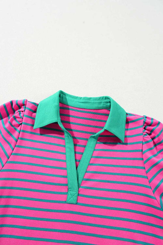 T Shirt Dresses Parisian Stripe Collared Dress - Pink
