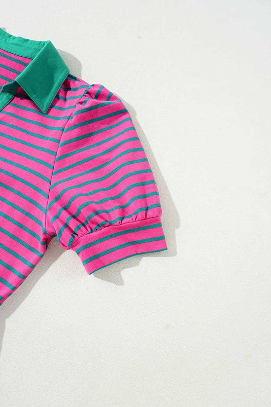 T Shirt Dresses Parisian Stripe Collared Dress - Pink