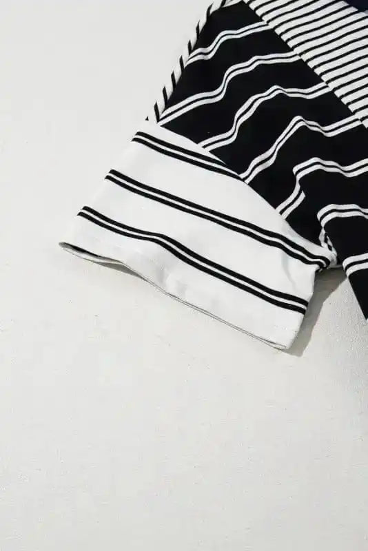 T Shirt Dresses Sport Luxe Polo Dress - Black Stripe