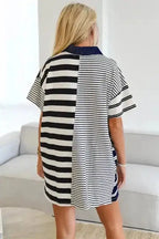 T Shirt Dresses Sport Luxe Polo Dress - Black Stripe