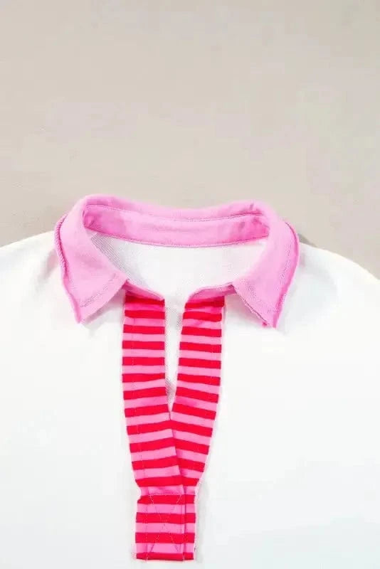 T Shirt Dresses Striped Color Block T-Shirt Dress - White