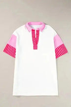 T Shirt Dresses Striped Color Block T-Shirt Dress - White