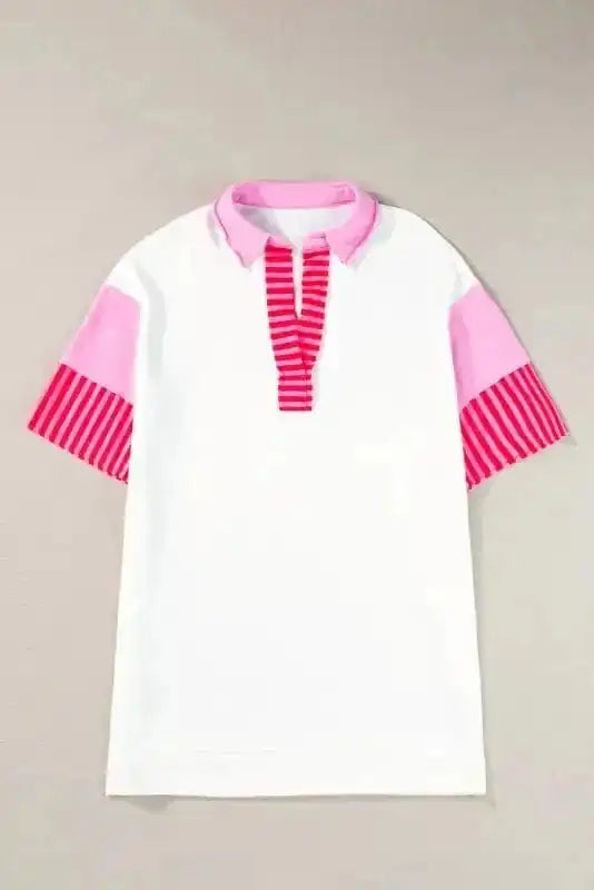 T Shirt Dresses Striped Color Block T-Shirt Dress - White
