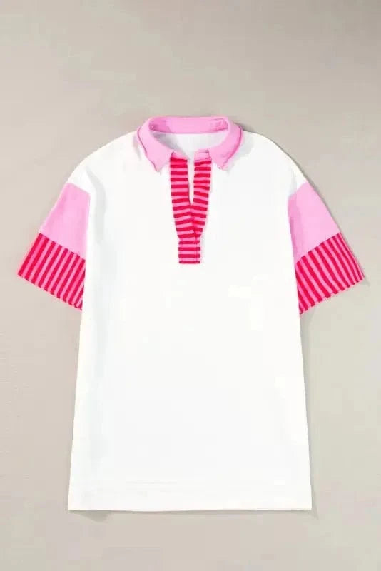 T Shirt Dresses Striped Color Block T-Shirt Dress - White